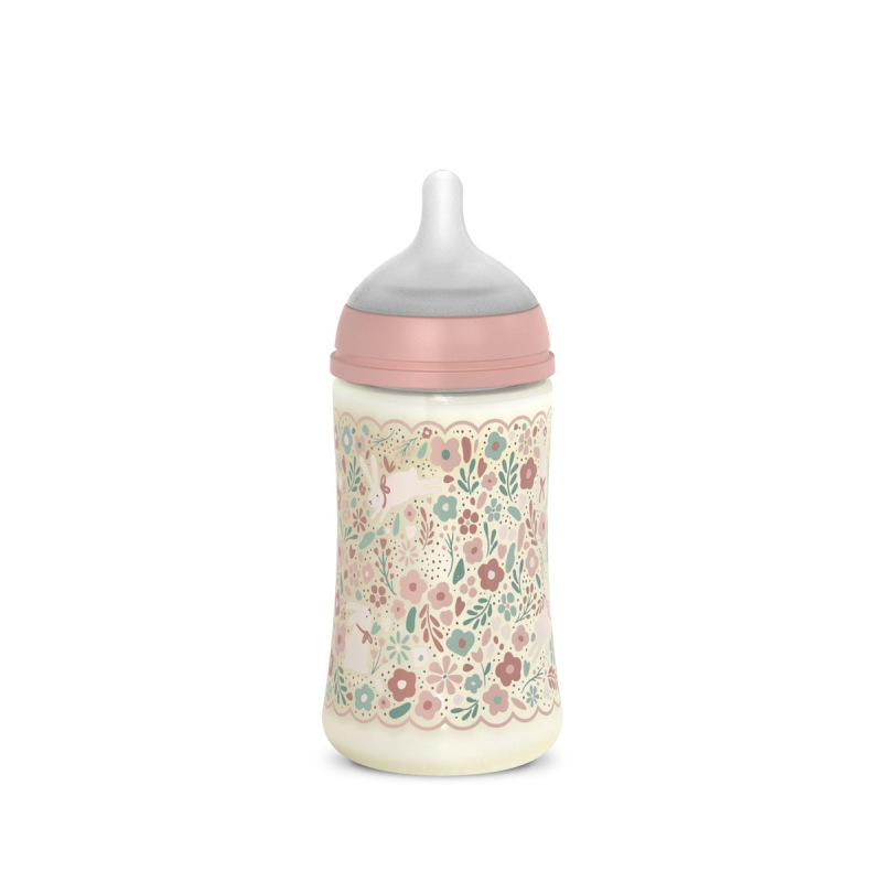 SUAVINEX | Dojčenská fľaša WONDERLAND NEW 270ml FYZIOL PRŮTOK M - ružový kvet 3