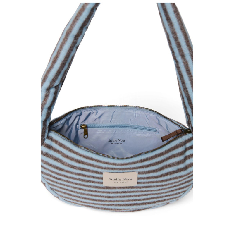 STUDIO NOOS - VLNENÁ Mini Cross Body Bag Stripy Wool l Light blue Brown 2