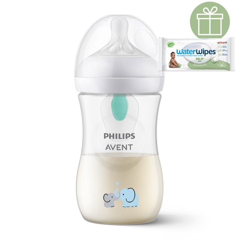 Philips AVENT Fľaša Natural Response s ventilom AirFree 260 ml, 1m+ slon+WW Soapberry 60ks