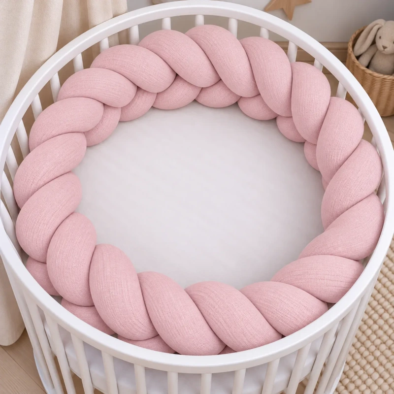 Pletenec do postieľky Mušelín - BABY PINK