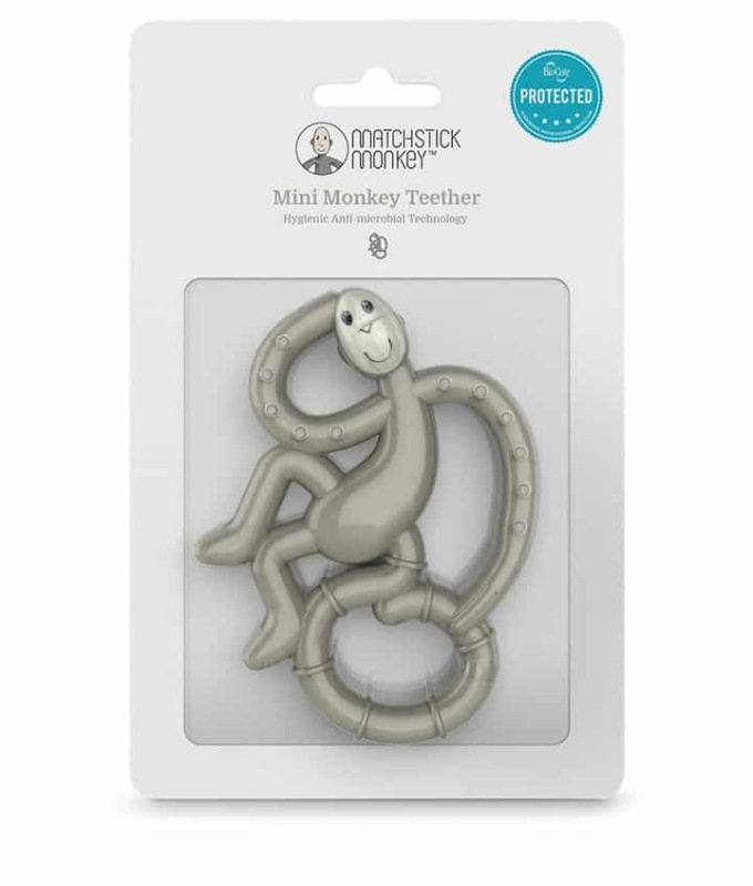 MATCHSTICK MONKEY Mini Hryzátko s antimikrobiálnym povrchom Biocote, sivá 3