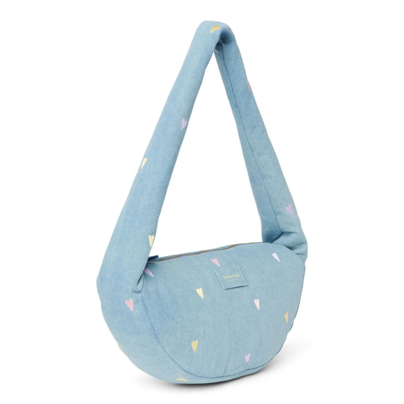 STUDIO NOOS - Denim Mini Cross Body bag | Hearts Light Blue Hearts 1