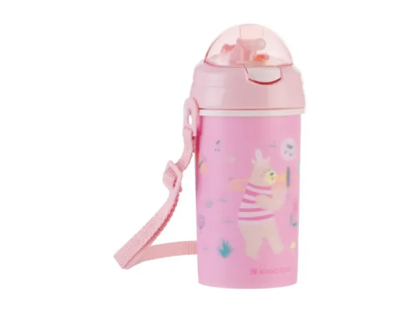 Hrnček so silikónovou slamkou a popruhom 450ml Music Fest Pink