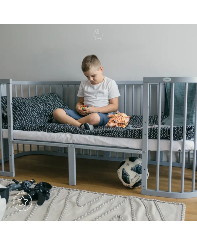WALDIN rastúca postieľka 7v1 s matracom – Sivá 1
