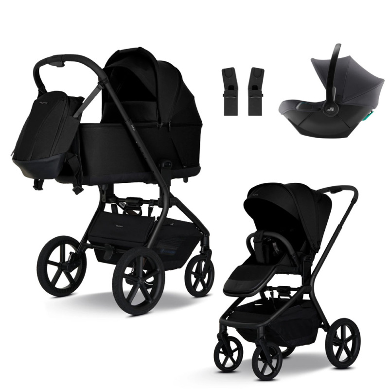 my junior® MAVI Pure Black + sedačka Romer Core + adaptéry