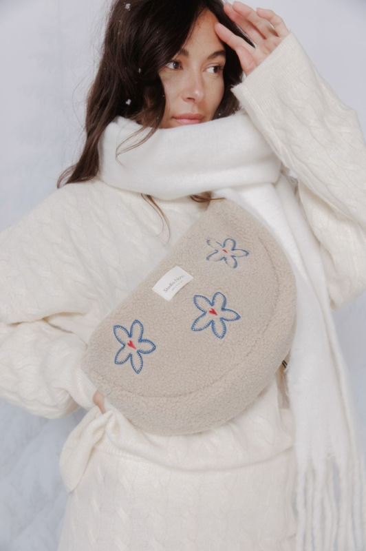 STUDIO NOOS - Teddy Adult FANNY kabelka | Ecru Flower Heart 1