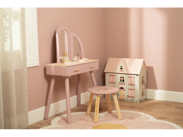 Toaletní stolek s židličkou dřevěný Pink 5