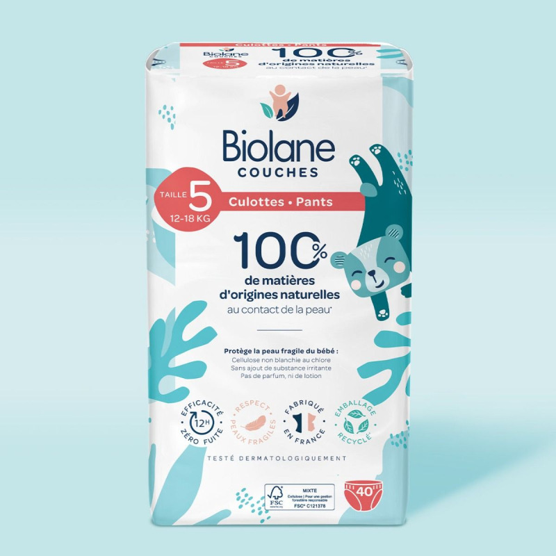 BIOLANE Ekologické plienkové nohavičky 5 (12-18 kg), 40 ks