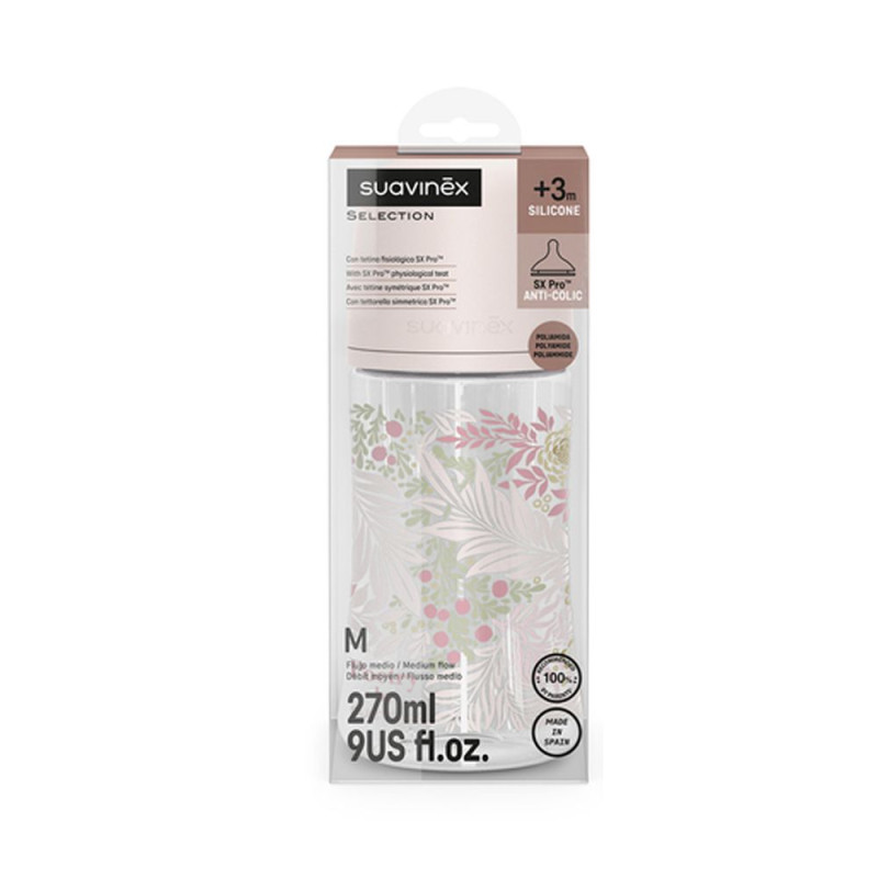 SUAVINEX | Dojčenská fľaša POETRY 270ml FYZIOL PRŮTOK M - ružová 4