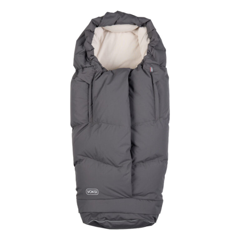 Teplý fusak Voksi Urban s perím a vlnou do kočíka, Grey Cream 3