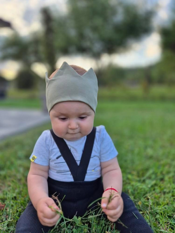Korunková detská čelenka Bavlna - OLIVOVÁ 5
