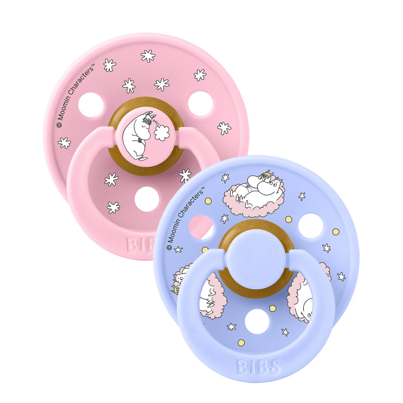 BIBS x Moomin Colour cumlíky z prírodného kaučuku 2ks, veľkosť 1 Dreaming Baby Pink Mix