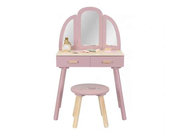 Toaletní stolek s židličkou dřevěný Pink 3