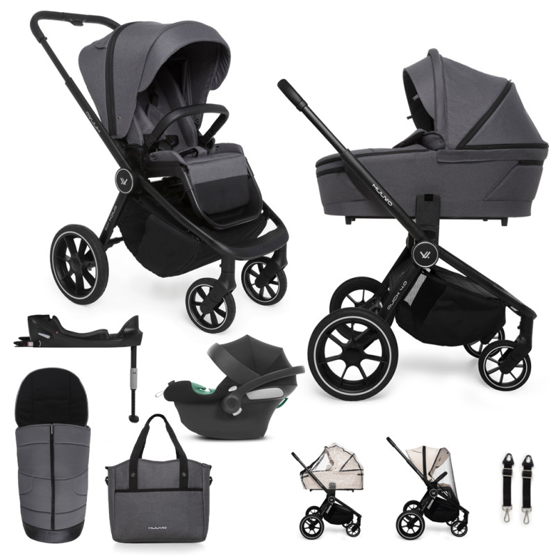 MUUVO SET Kočík 4v1 Quick 4.0 Iron graphite set + CYBEX Aton B2 i-Size + základňa