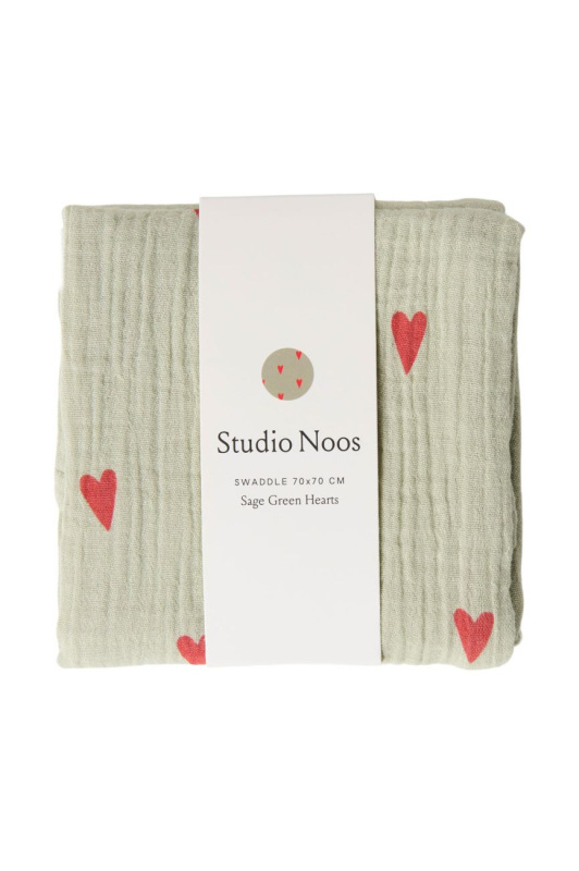 STUDIO NOOS - SWADDLE ZAVINOVAČKA Print Medium | Green Hearts
