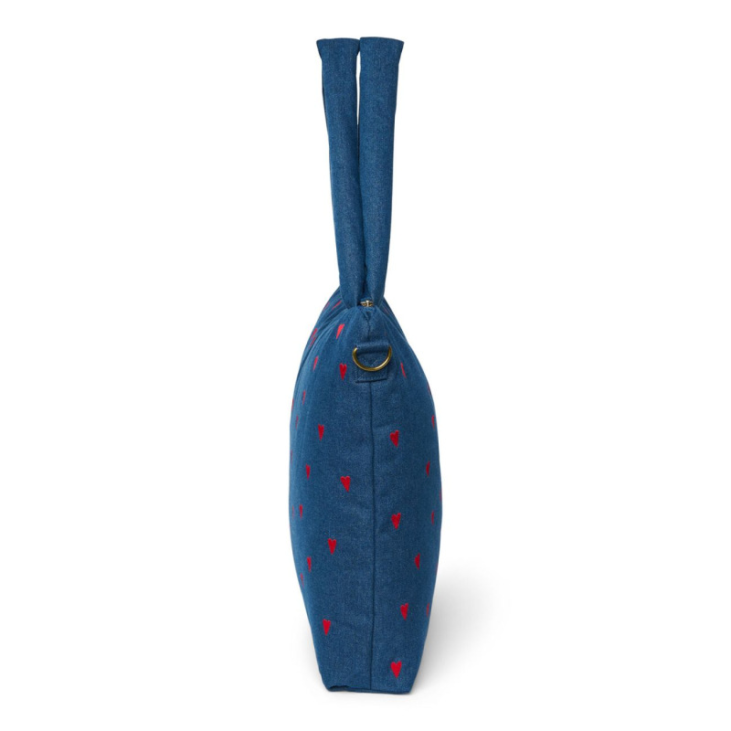 STUDIO NOOS - Denim DIAPER BAG - prebaľovacia taška | Dark Blue Red Hearts 2