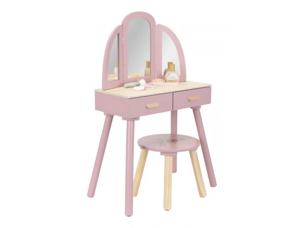 Toaletní stolek s židličkou dřevěný Pink 2