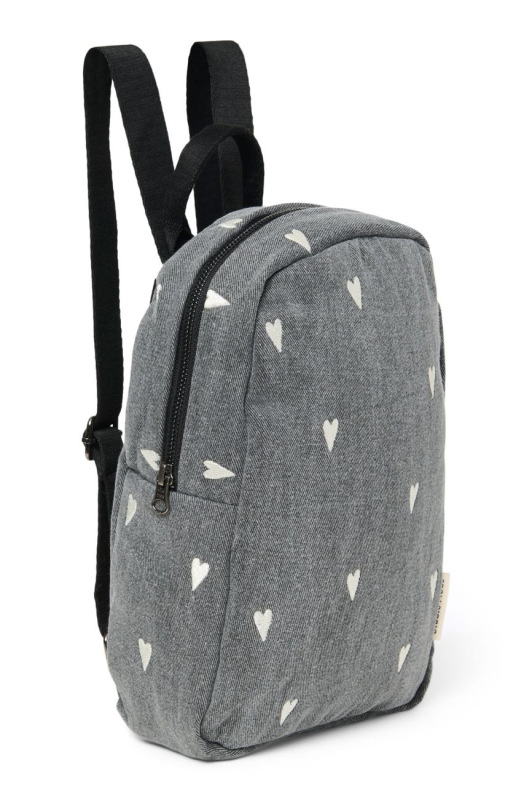 STUDIO NOOS - Denim Mini BACKPACK - batôžtek | Grey Hearts 2