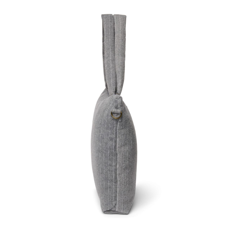 STUDIO NOOS - Flannel Chalkstripe DIAPER BAG | Light Grey 3
