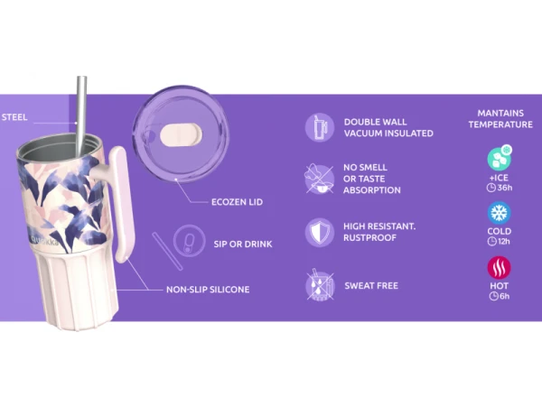 Nerezový termohrnček so slamkou Umi Lavender 720 ml 2