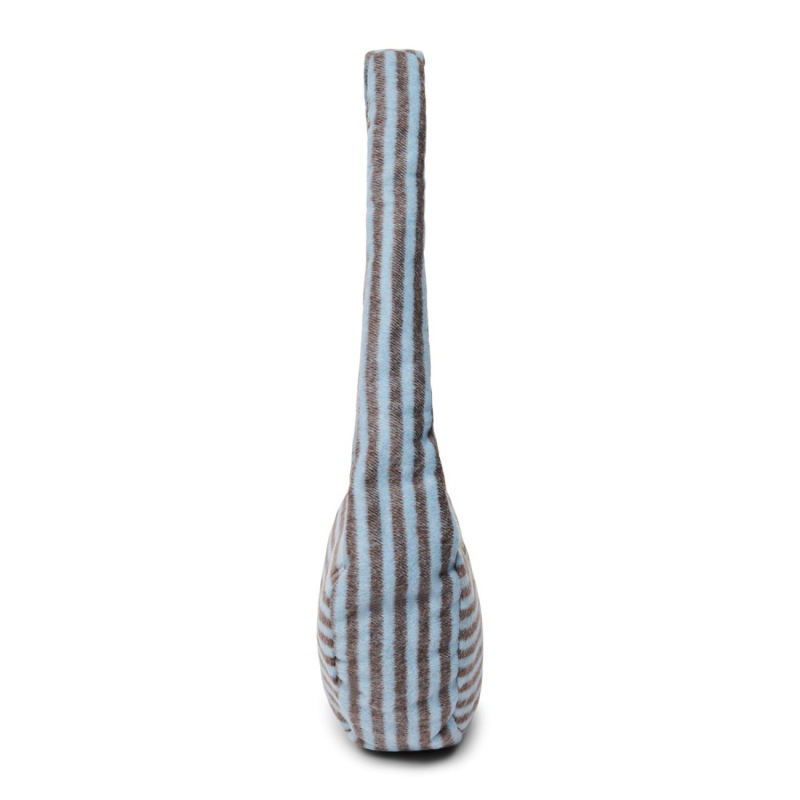 STUDIO NOOS - VLNENÁ Mini Cross Body Bag Stripy Wool l Light blue Brown 5
