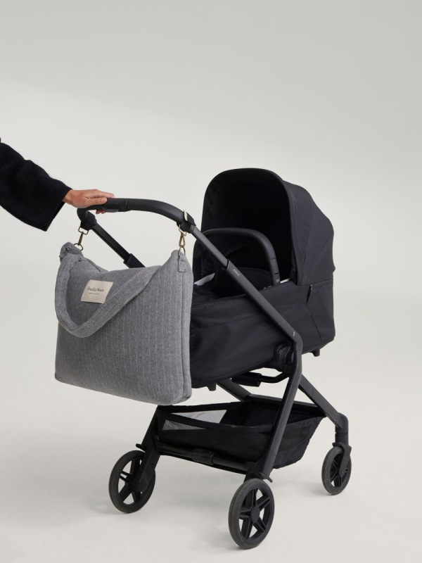 STUDIO NOOS - Flannel Chalkstripe DIAPER BAG | Light Grey 6
