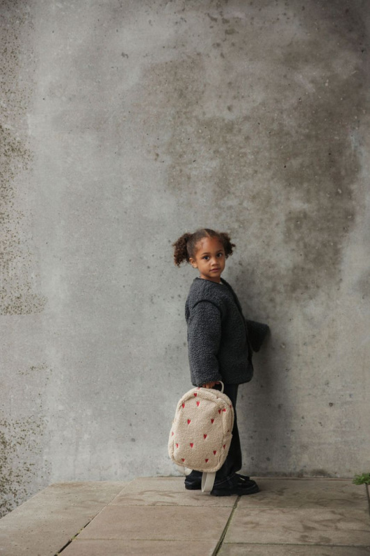 STUDIO NOOS - Teddy Hearts Mini BACKPACK - batôžtek | Ecru Hearts 5