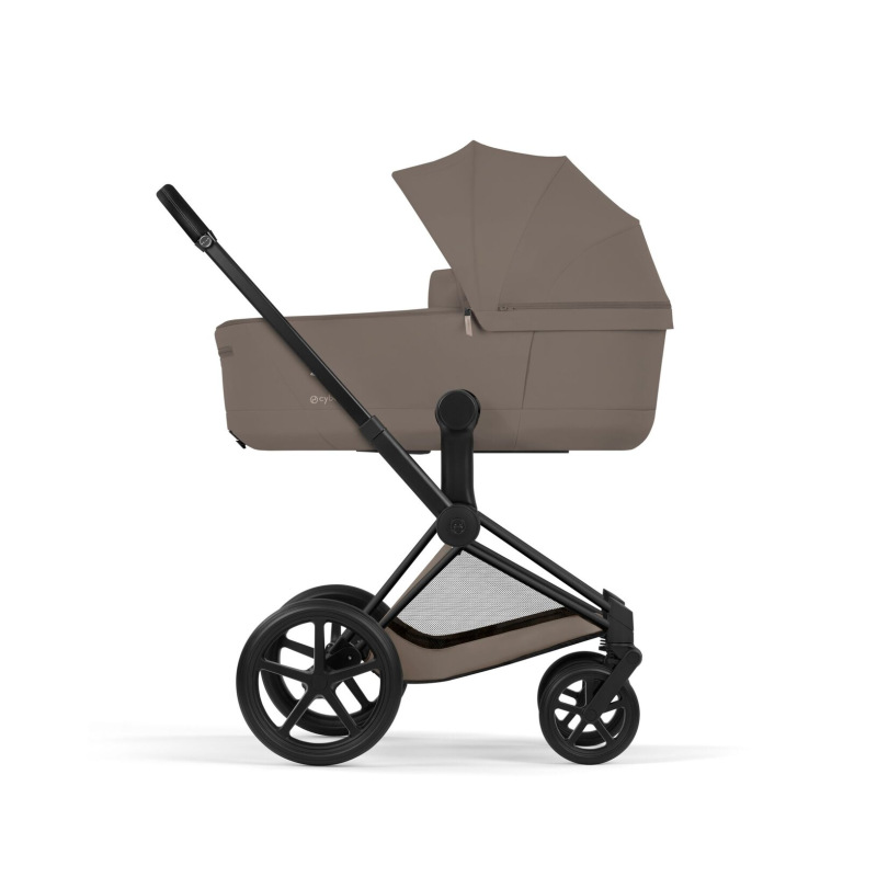 Kočík Cybex Priam Comfort 2026, rám Matt Black - COCONUT BROWN + Fusak Platinum 1