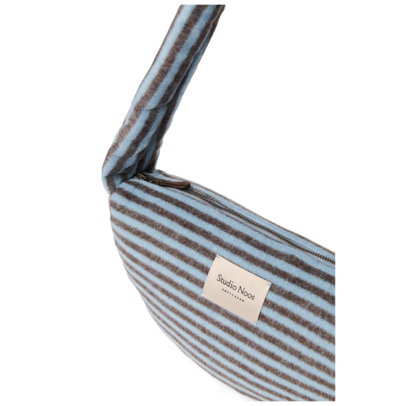 STUDIO NOOS - VLNENÁ Mini Cross Body Bag Stripy Wool l Light blue Brown 4