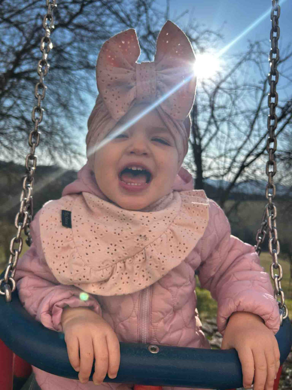 Detská čiapka / Turban s Mašľou, madeira PEACH 2