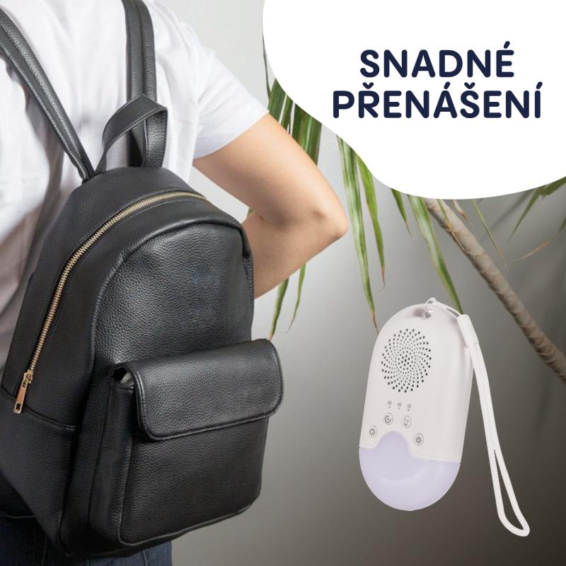 Prenosný pripínací modul so svetlom LED, bielym šumom a zvukmi, White 6