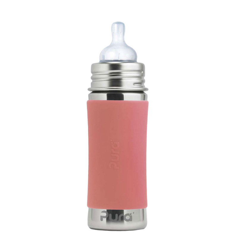 PURA Nerezová dojčenská fľaša 325ml, Rose