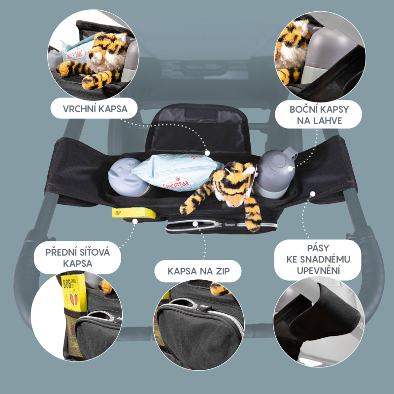 Organizér na kočík Deluxe, Grey 2