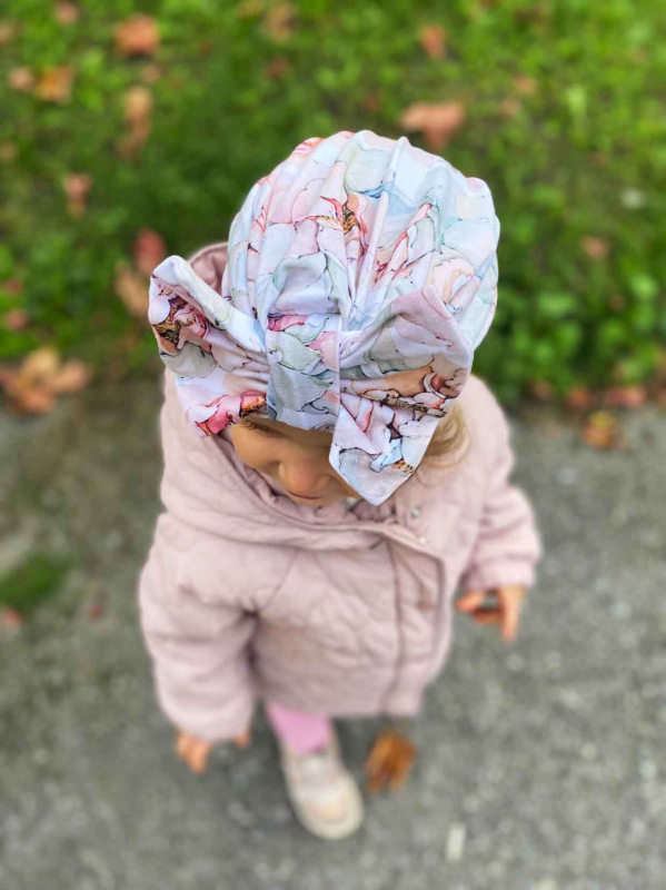 Detská čiapka / Turban s Mašľou, BAVLNA JARNÁ ZÁHRADA 3