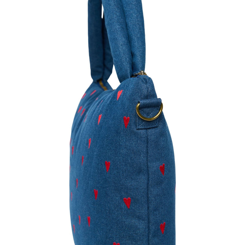 STUDIO NOOS - Denim DIAPER BAG - prebaľovacia taška | Dark Blue Red Hearts 3