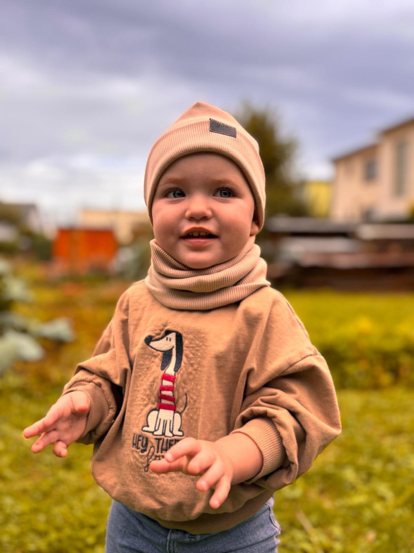 Detský nákrčník rebrovaná bavlna - CAPPUCCINO