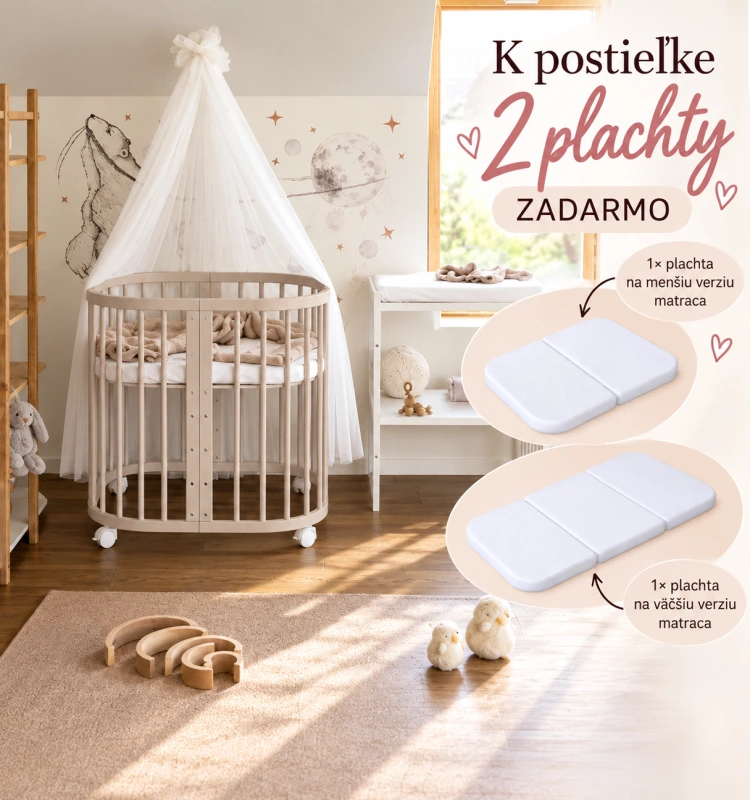 WALDIN rastúca postieľka 7v1 s matracom – Kašmírová