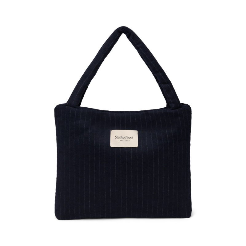 STUDIO NOOS - Flannel Chalkstripe MOM BAG | Dark Blue