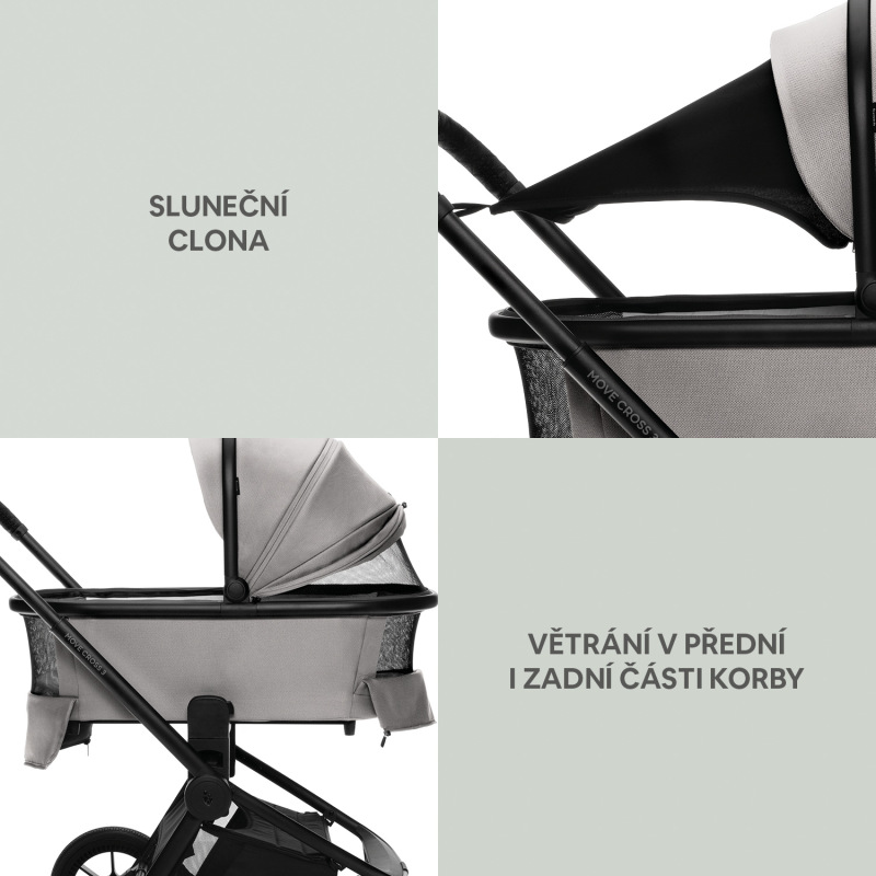 Set Športový kočík Move Cross 3 + korba XL 3 + adaptéry, Metal Grey 6
