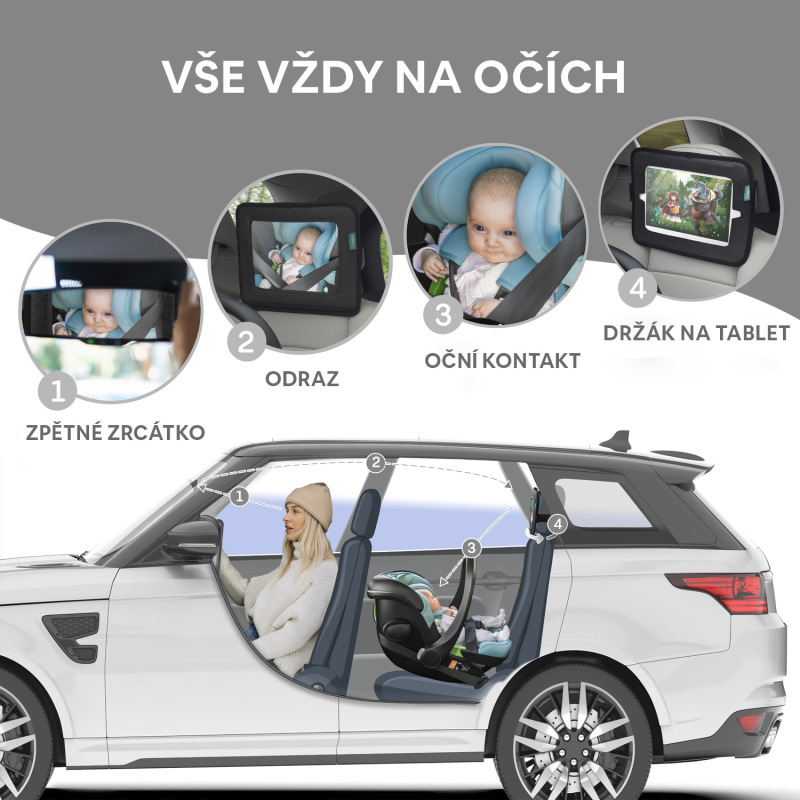 2 v 1 spätné zrkadlo a držiak na tablet 1