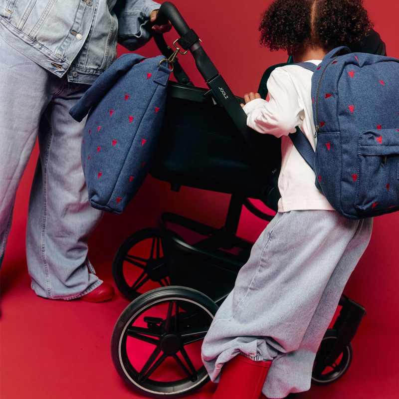 STUDIO NOOS - Denim DIAPER BAG - prebaľovacia taška | Dark Blue Red Hearts 6