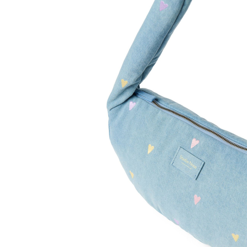 STUDIO NOOS - Denim Mini Cross Body bag | Hearts Light Blue Hearts 3