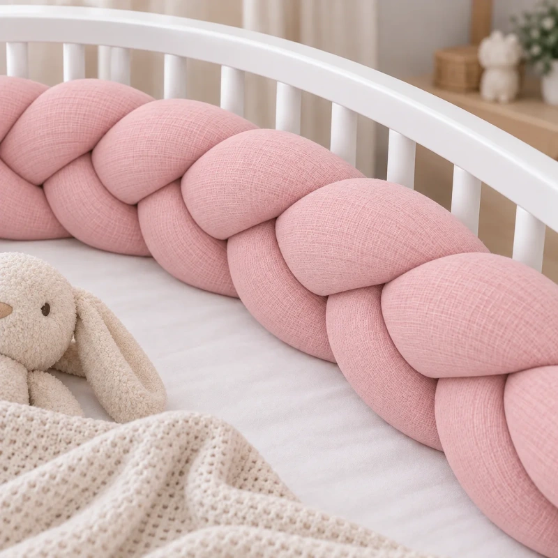 Pletenec do postieľky Mušelín - BABY PINK 1