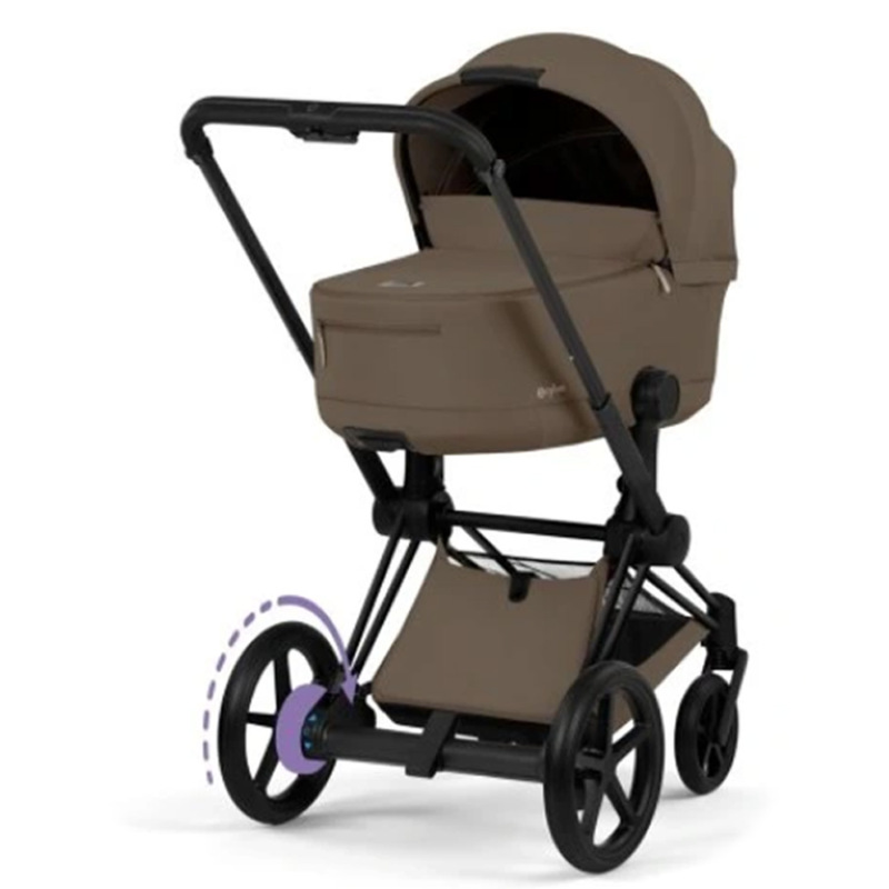Cybex e-Priam Comfort 2026 rám Matt Black + fusak, Coconut Brown 2