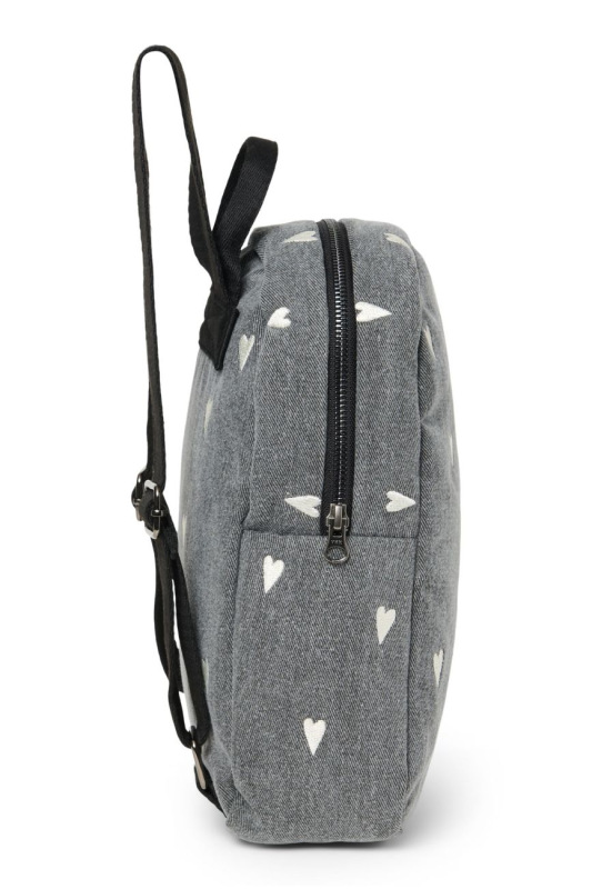 STUDIO NOOS - Denim Mini BACKPACK - batôžtek | Grey Hearts 3