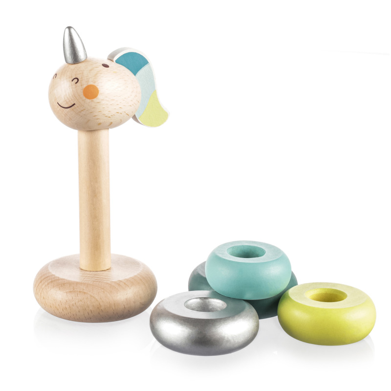 Dřevěné nasazovací kroužky jednorožec, Blue 2