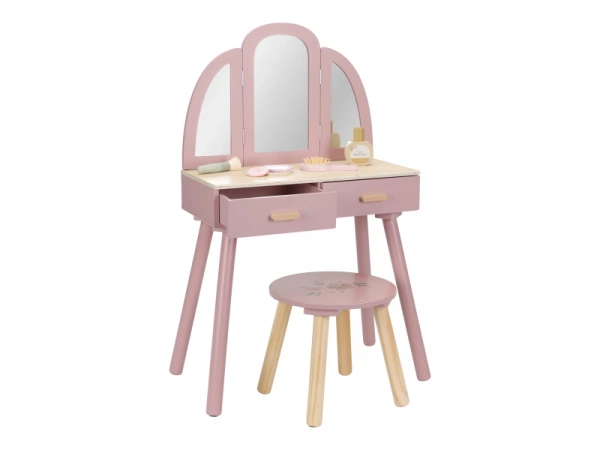 Toaletní stolek s židličkou dřevěný Pink 1