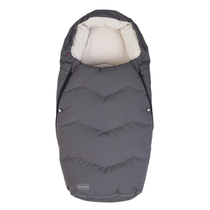 Teplý fusak Voksi Urban s perím a vlnou do kočíka, Grey Cream