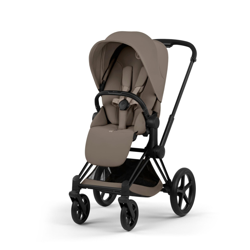 Kočík Cybex Priam Comfort 2026, rám Matt Black - COCONUT BROWN + Fusak Platinum 2