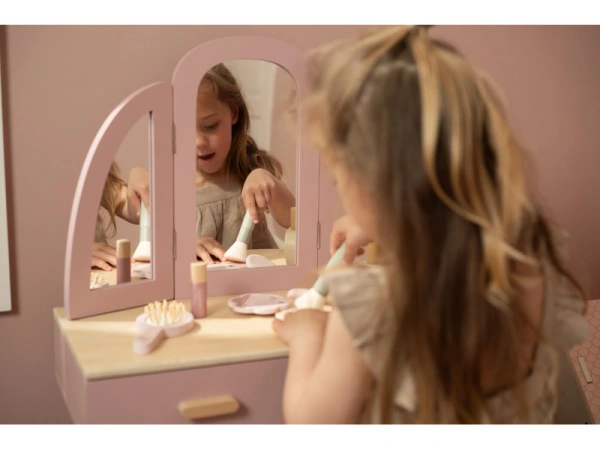 Toaletní stolek s židličkou dřevěný Pink 6